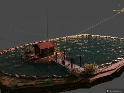 Old house and pond 3D model