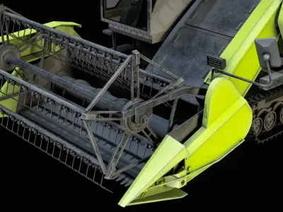 Rice Combine Harvester Green PBR 3D model
