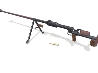 PTDR 41 Anti tank Rifle Low-poly PBR Low-poly 3D model