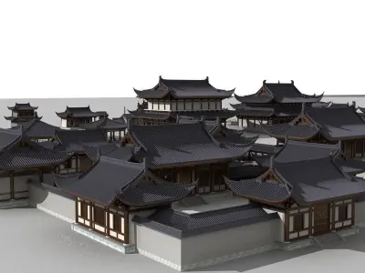 Ancient Chinese architecture 3D model 2