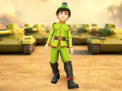 Green Cadet Character model pack Low-poly 3D model