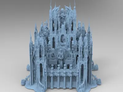 Ancient temple Stone temple tall 3D model