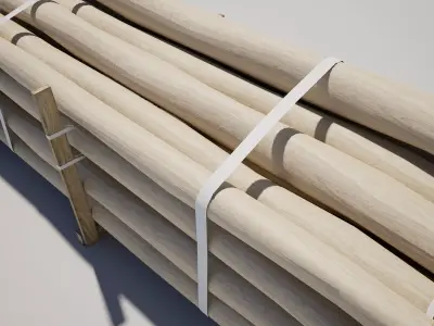 Timber Wooden Poles Stack Low-poly 3D model