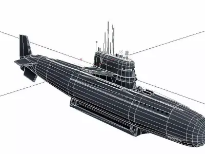 Generic Submarine Low Poly Underwater Military Vessel Low-poly 3D model