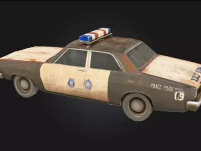Rusty Patrol Cruiser Abandoned Law Enforcement Vehicle  Free 3D model
