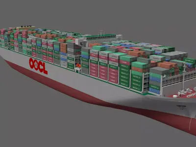OOCL Spain container ship lowpoly 3D model