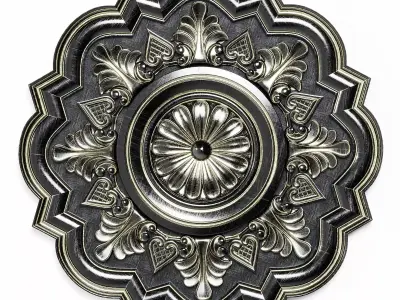 Rozet ornate brass ceiling medallion Low-poly 3D model