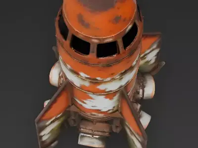 Realistic Rusty Rocket 3D Model Low-poly 3D model