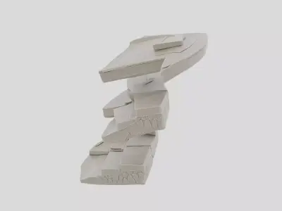 Ancient Stone Stair Ruins for 3D print Low-poly 3D model
