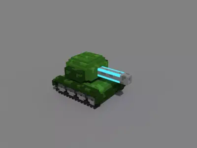 3D voxel laser tank Low-poly 3D model