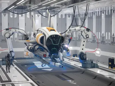 Sci-Fi Drones Low Poly Futuristic Package 5 Items 3D model