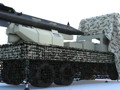 Missile Khalij Fars and Missile launch pad 3D model