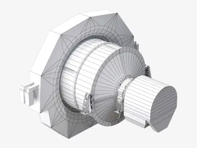 Ball Mill - SAG - Low Poly  Low-poly 3D model