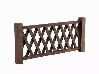Wooden Fence A 03 Low-poly 3D model