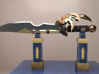 Sword with Skull Plate at Handle Gaming Asset 3D Model Low-poly 3D model