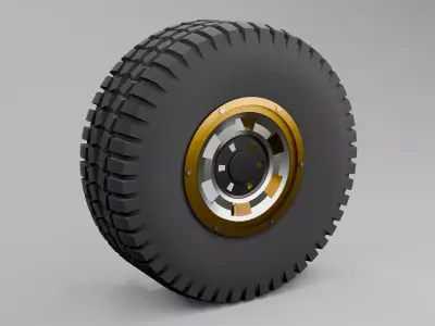 Stylized 4x4 Off-Road Tire and Rim Low-poly 3D model