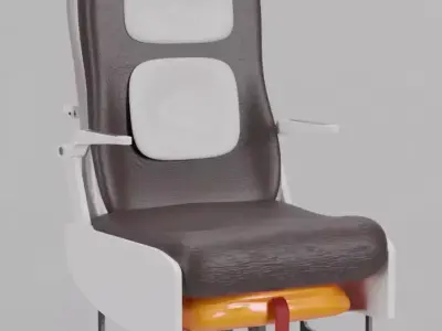 Economy Airplane Seat Low-poly 3D model