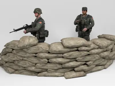 Military Barracks - Scene 4 Low-poly 3D model