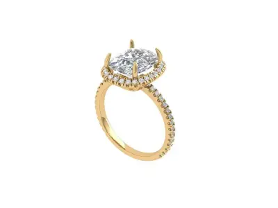 Cushion Solitaire Art deco Ring 3D print model 2