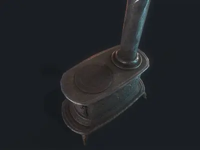 Old Stove cast iron Low-poly 3D model