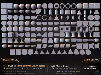 150 Hard Surface IMM Utility Solids Low-poly 3D model