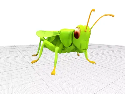 Grasshopper Green Realistic Low-poly 3D model