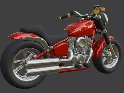Cartoon Red Motorcycle 3D Model 3D model get