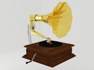 Gramophone Low-poly 3D model 5