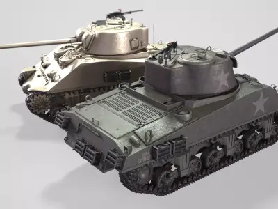 M4Sherman tank Low-poly 3D model