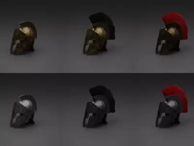 6 Spartan Helmets 3D model