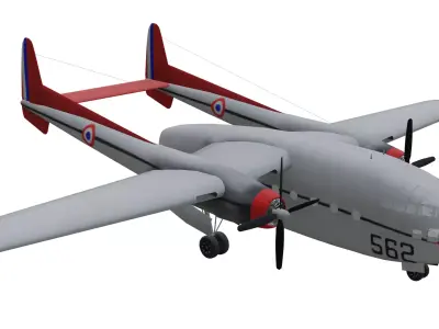 Fairchild C-119 Flying Boxcar Low-poly 3D model purchase