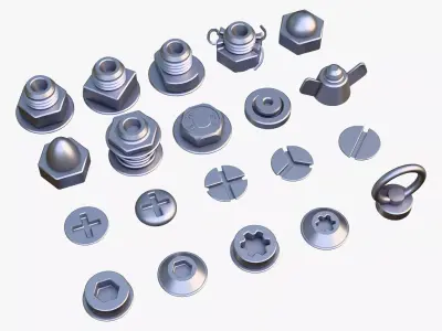 Fasteners Bolts Nuts Screws Kit M1 3D model