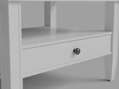 Newton Antique White Storage Nightstand White 3D model