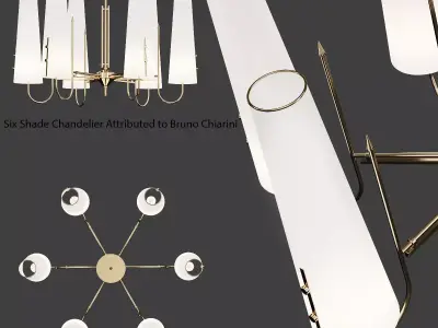 Six   Shade  Chandelier  Attributed  to Bruno  Chiarini 3D model