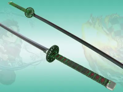 Demon Slayer Tanjiro Kamado Nichirin Sword Low-poly 3D model