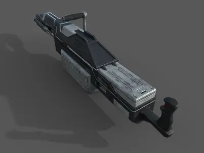Futuristic minigun heavy weapon Low-poly 3D model