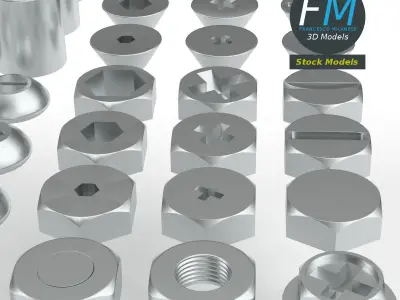 Screw heads collection 3D model purchase