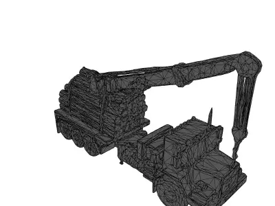 Log Truck with Crane 3D Model Low-poly 3D model
