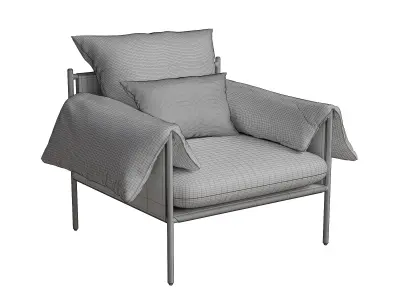 Blue Fabric Lounge Chair 3D model