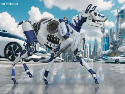 Futuristic Police Robot Dog Walking Pose 3D model