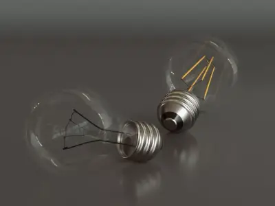 Realistic Light Bulb Set - Classic and Edison LED 3D model