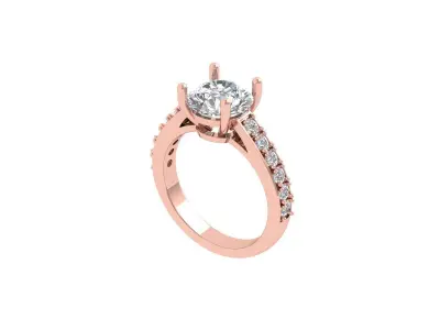 Solitaire Engagement Art Deco Ring 3D print model 61