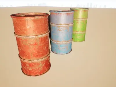 Rusty Barrels Low-poly 3D model