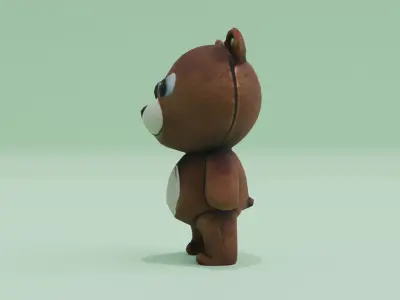 Teddy Bear Plush Brown Toy Low-poly 3D model