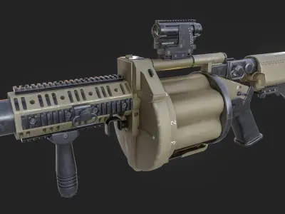 Milkor Multiple Grenade Launcher 140 Low-poly 3D model