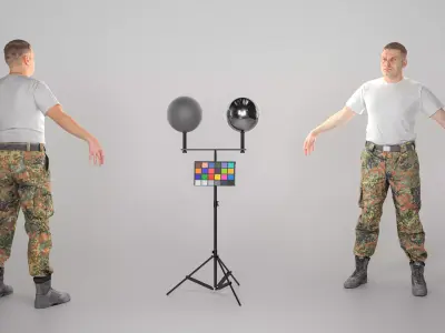 Bundeswehr soldier in white t-shirt ready for animation 255 Low-poly 3D model