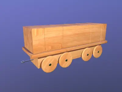 Wooden Toy Train - Container Wagon 001 Low-poly 3D model