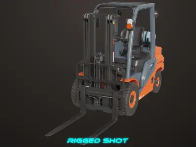 Forklift Truck 02 Orange All PBR Unity UE Textures Low-poly 3D model