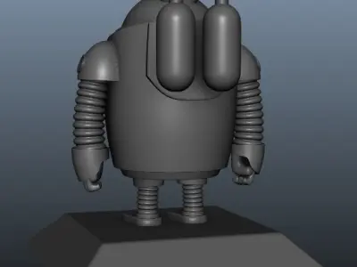 Robot low poly android with flashlight Low-poly 3D model