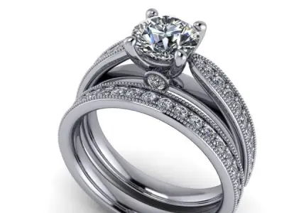 Vintage Cathedral Engagement Ring With Milgrain Jewelry 3D print model